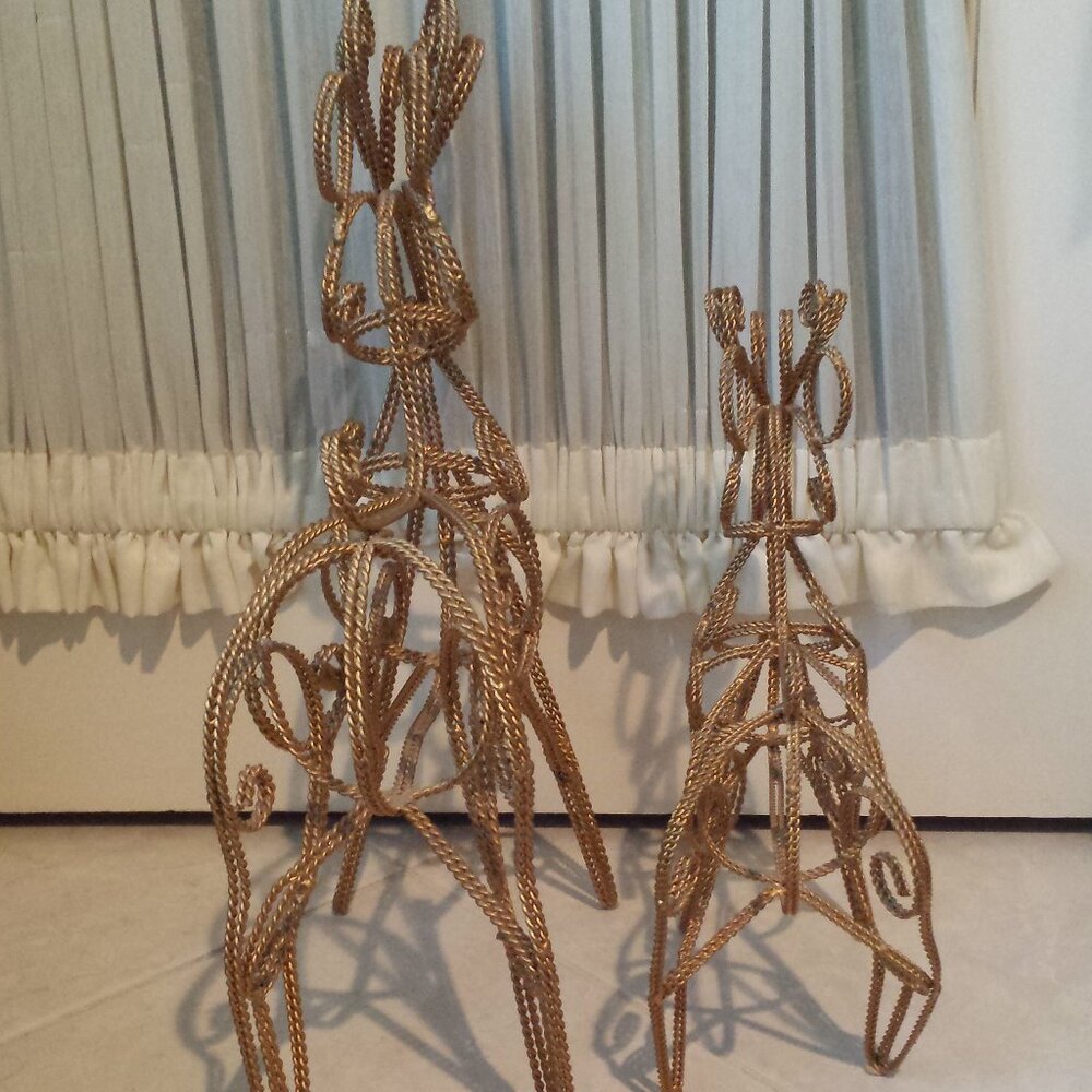 2 Gold Braided Wrought Iron Indoor Deer - Picture 16 of 16